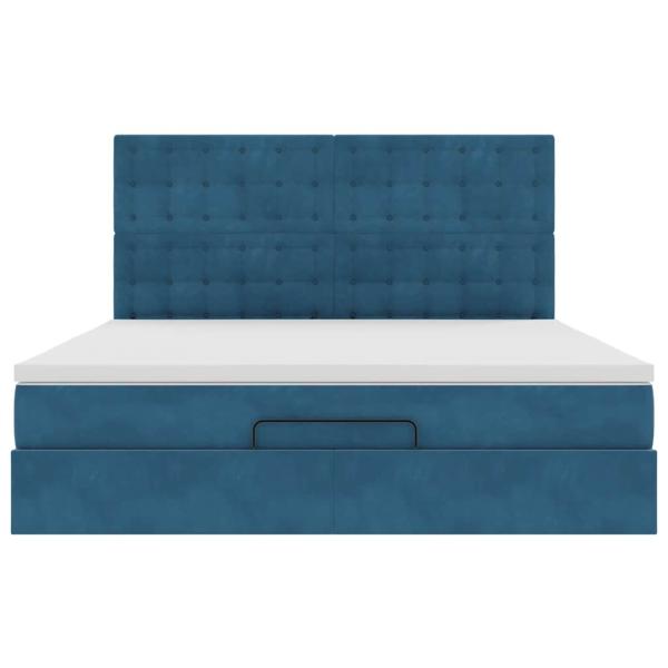 Ottoman-Bett mit Matratzen Dunkelblau 180x200 cm Samt