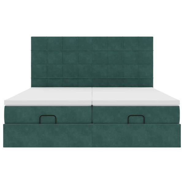 Ottoman-Bett mit Matratzen Dunkelgrün 200x200 cm Samt