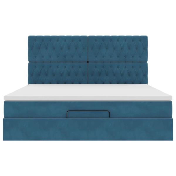 Ottoman-Bett mit Matratzen Dunkelblau 180x200 cm Samt