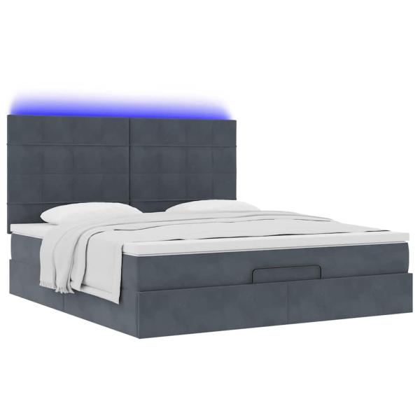 Ottoman-Bett mit Matratzen Dunkelgrau 180x200 cm Samt