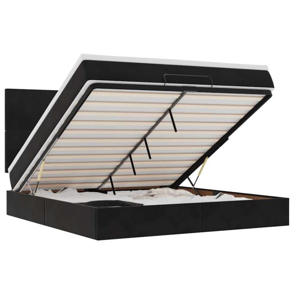 Ottoman-Bett mit Matratzen Schwarz 180x200 cm Samt