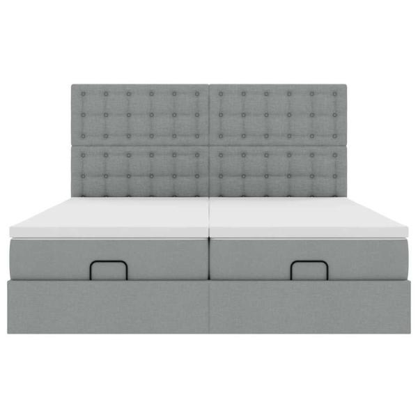 Ottoman-Bett mit Matratzen Hellgrau 160x200 cm Stoff
