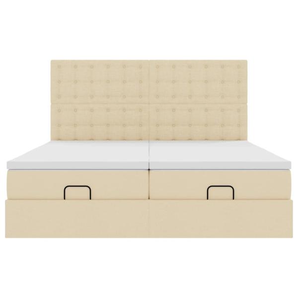 Ottoman-Bett mit Matratzen & LEDs Creme 200x200 cm Stoff