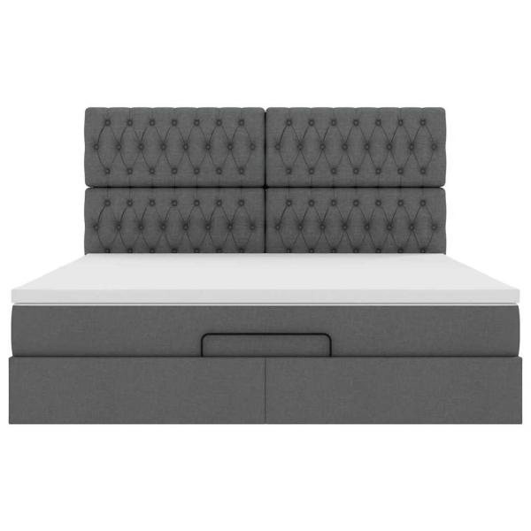 Ottoman-Bett mit Matratze Dunkelgrau 160x200 cm Stoff
