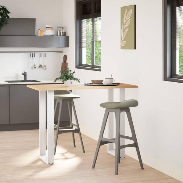 ARDEBO.de - Bartischbeine U-Form 2 Stk. Weiß 40x(100-101) cm Stahl