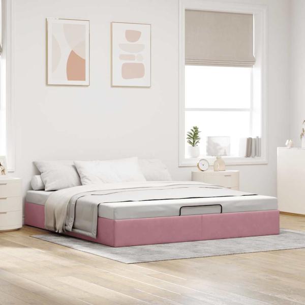 Ottoman-Bett ohne Matratze Rosa 180x200 cm Samt