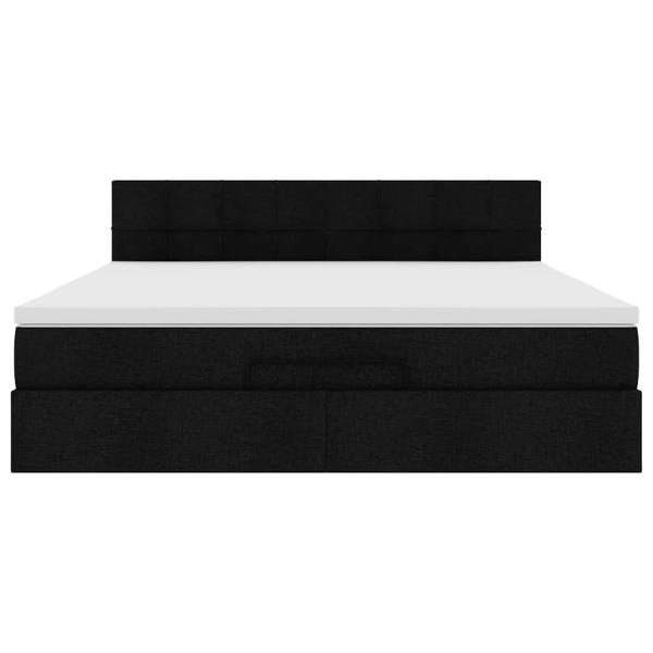Ottoman-Bett mit Matratze Schwarz 160x200 cm Stoff