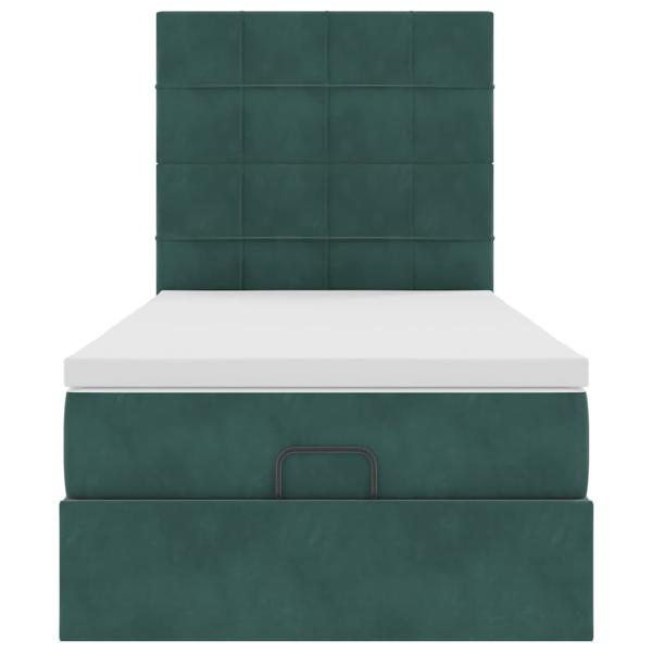 Ottoman-Bett mit Matratzen Dunkelgrün 80x200 cm Samt