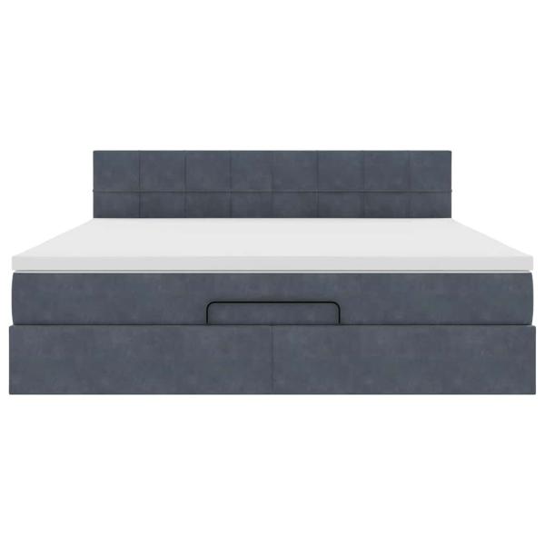 Ottoman-Bett mit Matratze Dunkelgrau 180x200 cm Samt