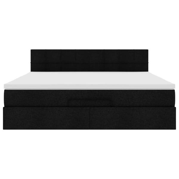 Ottoman-Bett mit Matratze Schwarz 180x200 cm Stoff