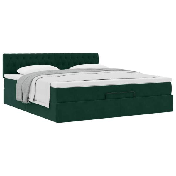 Ottoman-Bett mit Matratze Dunkelgrün 180x200 cm Samt
