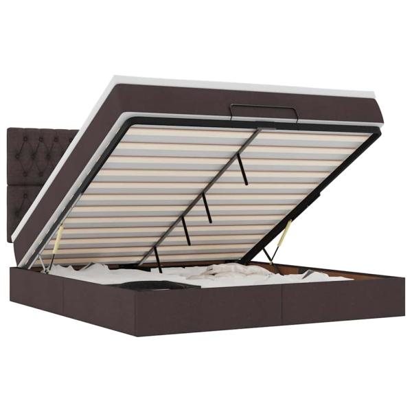 Ottoman-Bett mit Matratze Dunkelbraun 160x200 cm Stoff