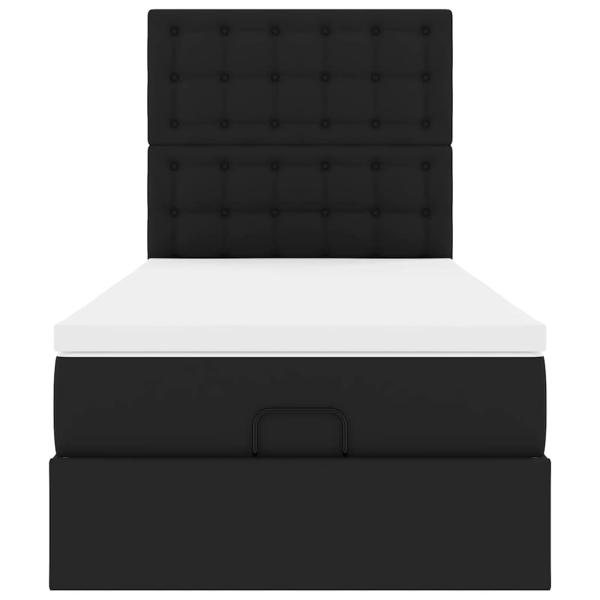 Ottoman-Bett mit Matratze Schwarz 80x200 cm Kunstleder