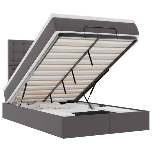 Ottoman-Bett mit Matratze Grau 120x200 cm Kunstleder