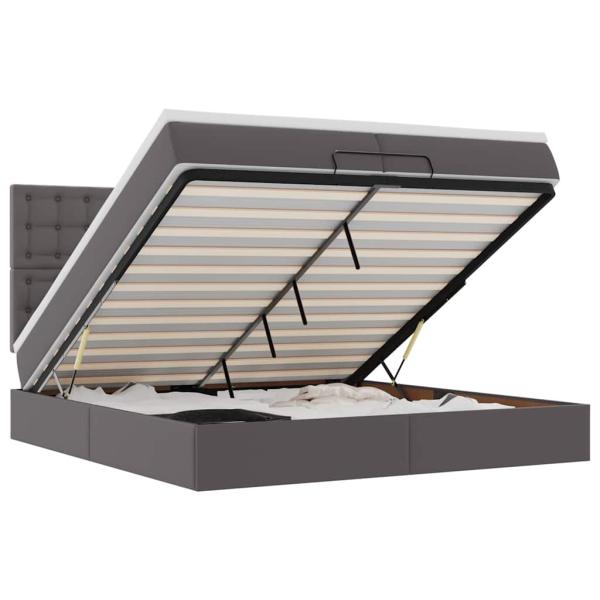 Ottoman-Bett mit Matratzen Grau 200x200 cm Kunstleder