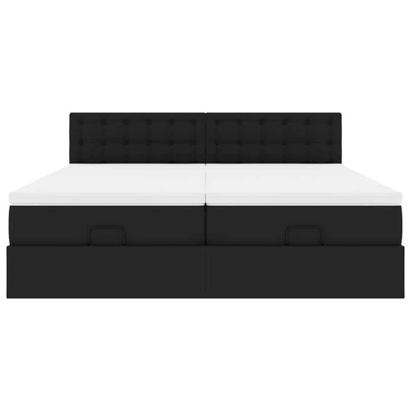 Ottoman-Bett mit Matratzen Schwarz 160x200 cm Kunstleder
