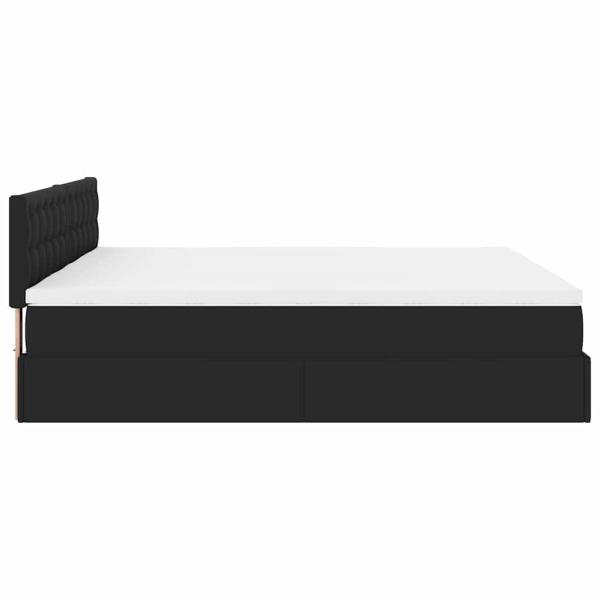 Ottoman-Bett mit Matratzen Schwarz 160x200 cm Kunstleder