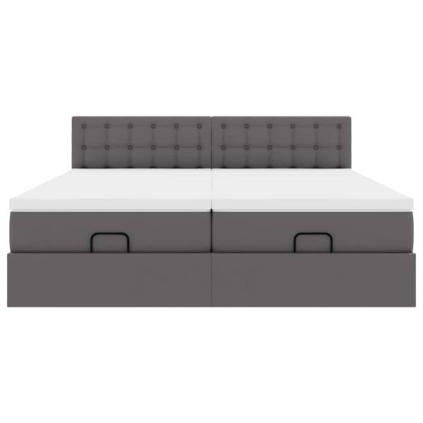 Ottoman-Bett mit Matratzen Grau 200x200 cm Kunstleder