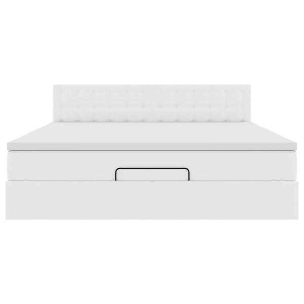 Ottoman-Bett mit Matratze Weiß 180x200 cm Kunstleder