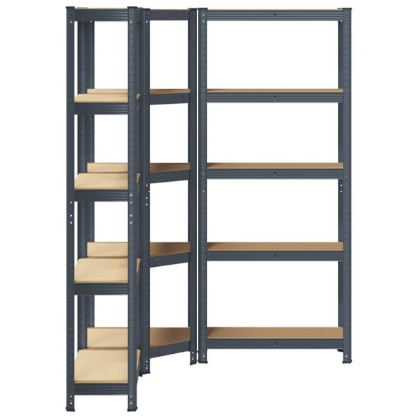 ARDEBO.de - Regal-Set 5 Böden 3-tlg. Anthrazit Stahl & Holzwerkstoff
