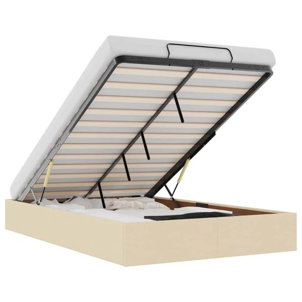 Ottoman-Bett ohne Matratze Creme 120x200 cm Stoff