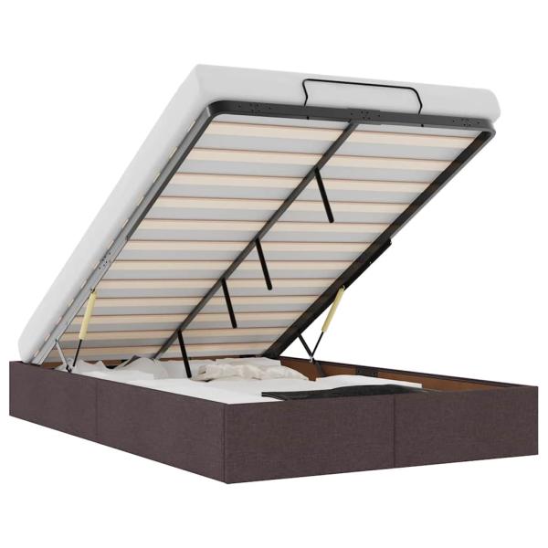 Ottoman-Bett ohne Matratze Dunkelbraun 120x200 cm Stoff