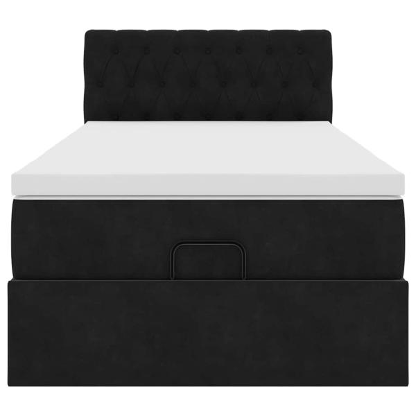 Ottoman-Bett mit Matratze Schwarz 80x200 cm Samt