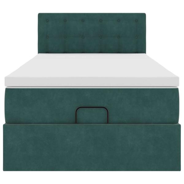 Ottoman-Bett mit Matratze Dunkelgrün 80x200 cm Samt