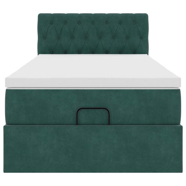 Ottoman-Bett mit Matratze Dunkelgrün 90x190 cm Samt