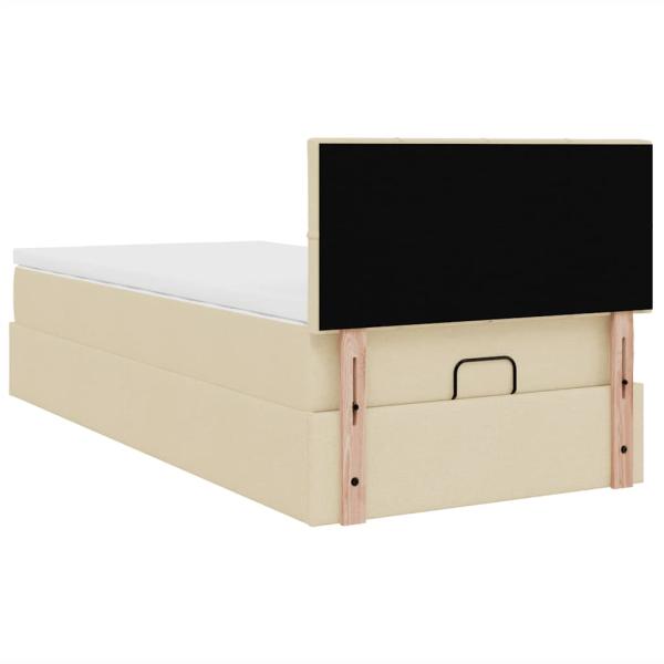 ARDEBO.de - Ottoman-Bett mit Matratze Creme 100x200 cm Stoff