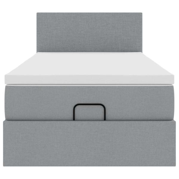 Ottoman-Bett mit Matratze Hellgrau 90x190 cm Stoff