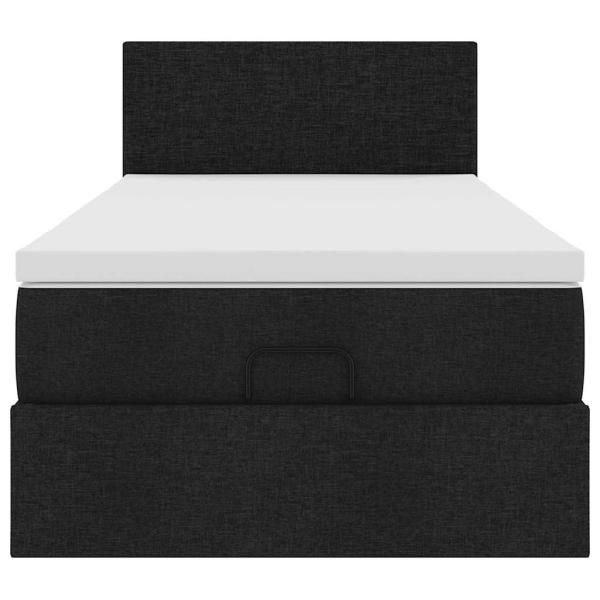 Ottoman-Bett mit Matratze Schwarz 80x200 cm Stoff