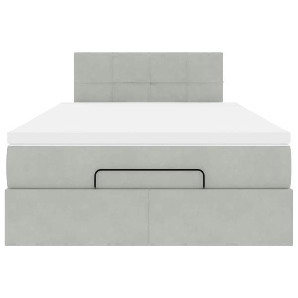 Ottoman-Bett mit Matratze Hellgrau 120x190 cm Samt