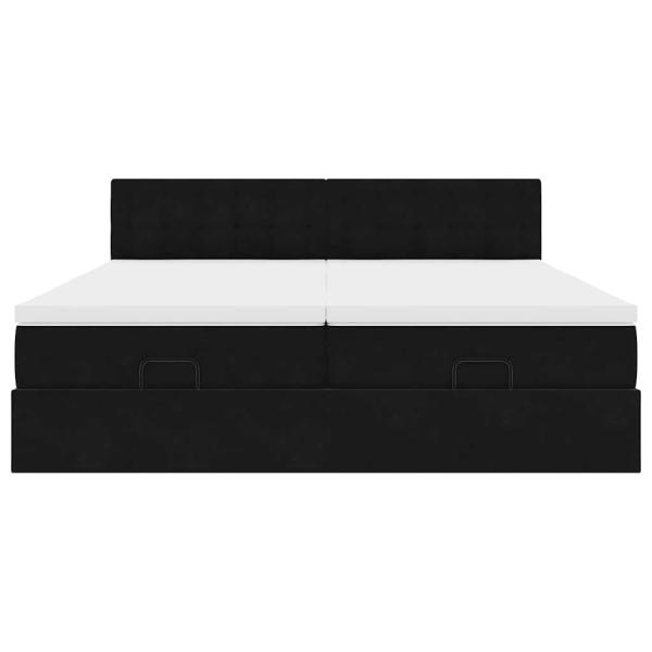 Ottoman-Bett mit Matratzen Schwarz 160x200 cm Samt