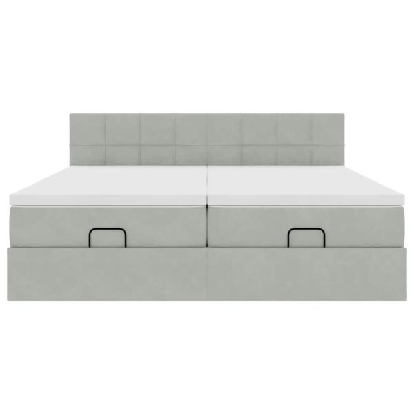 Ottoman-Bett mit Matratzen Hellgrau 180x200 cm Samt