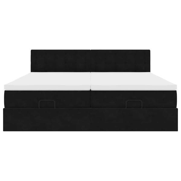 Ottoman-Bett mit Matratzen Schwarz 180x200 cm Samt