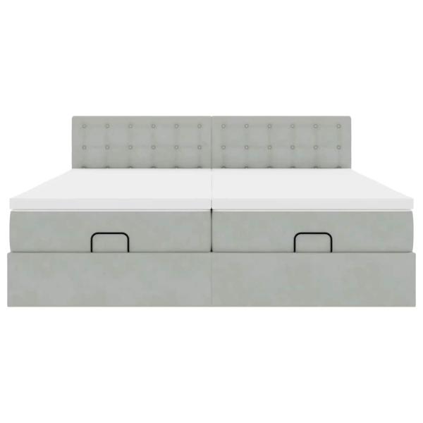 Ottoman-Bett mit Matratzen Hellgrau 160x200 cm Samt