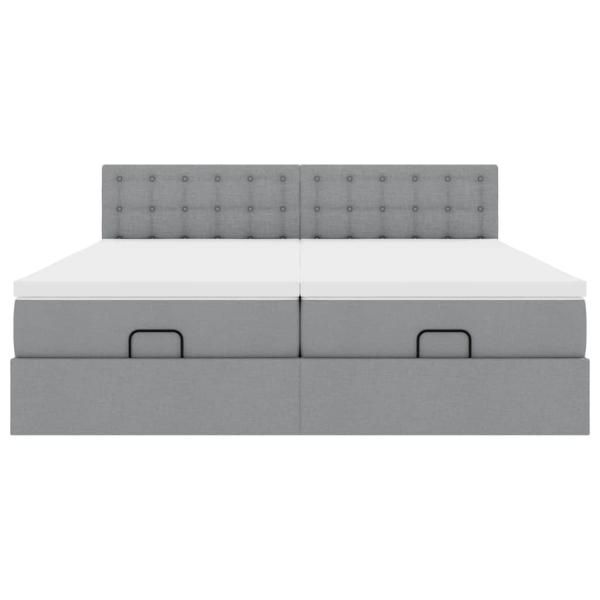 Ottoman-Bett mit Matratzen Hellgrau 200x200 cm Stoff