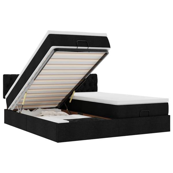 Ottoman-Bett mit Matratzen Schwarz 180x200 cm Stoff