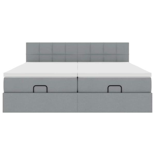 Ottoman-Bett mit Matratzen Hellgrau 200x200 cm Stoff