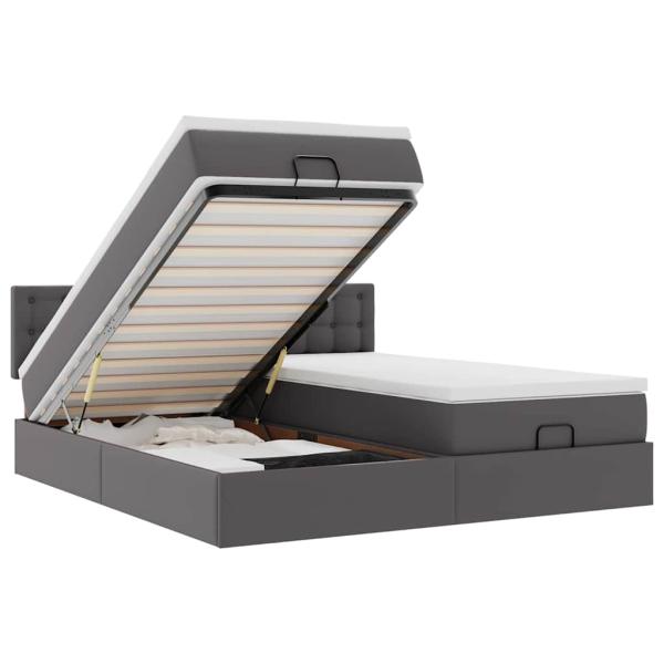 Ottoman-Bett mit Matratzen Grau 180x200 cm Kunstleder