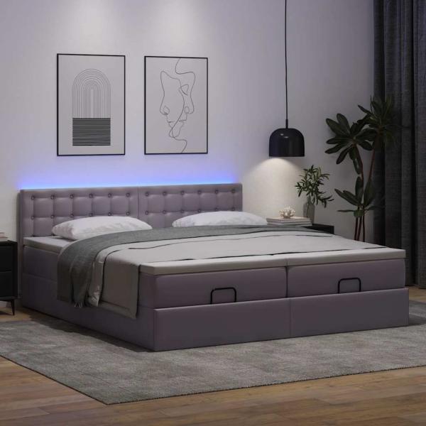 Ottoman-Bett mit Matratzen Grau 180x200 cm Kunstleder