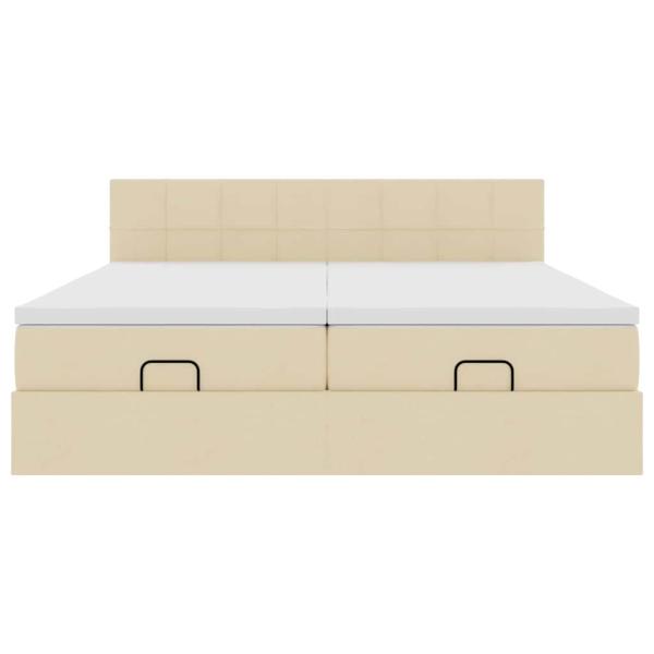 Ottoman-Bett mit Matratzen Creme 180x200 cm Stoff
