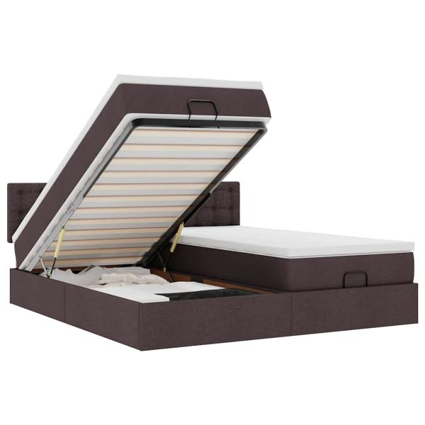 Ottoman-Bett mit Matratzen Dunkelbraun 200x200 cm Stoff