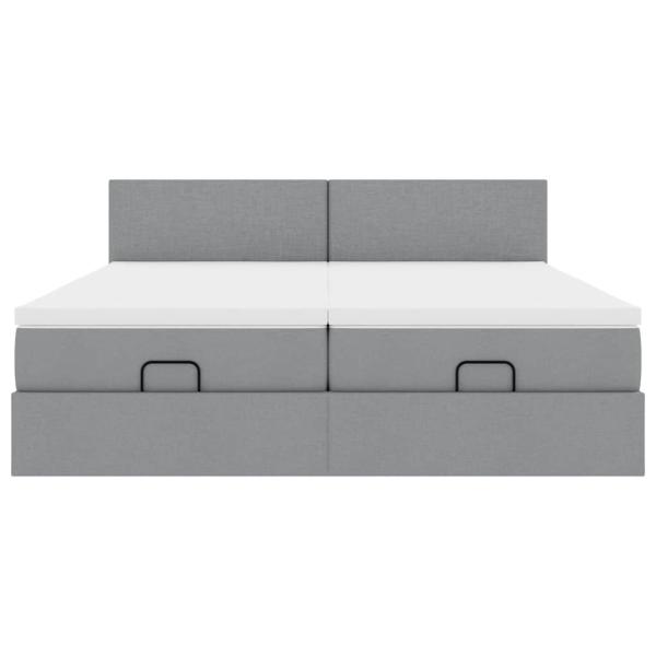 Ottoman-Bett mit Matratzen Hellgrau 180x200 cm Stoff