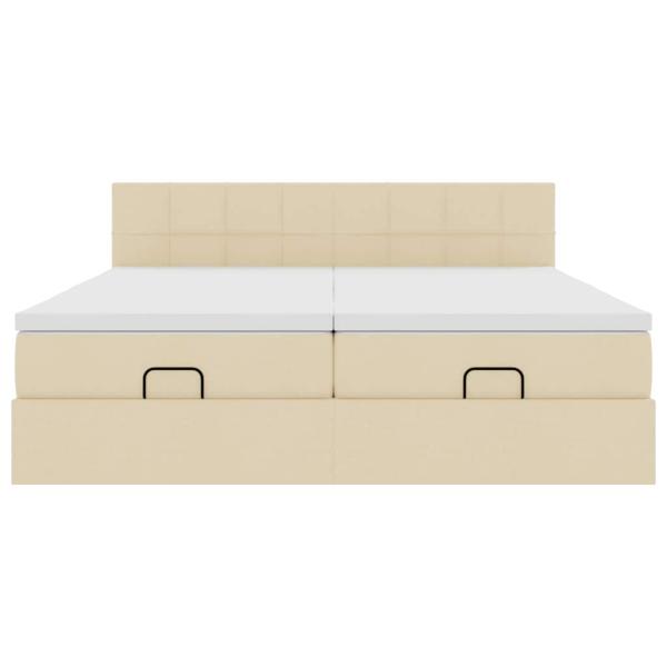 Ottoman-Bett mit Matratzen Creme 160x200 cm Stoff