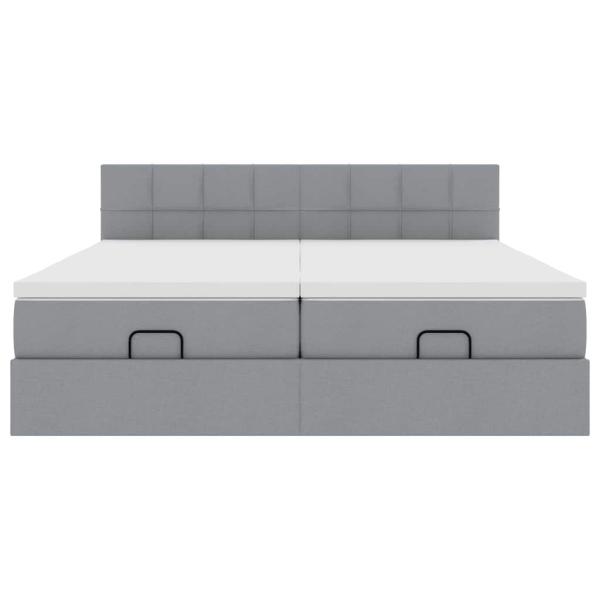 Ottoman-Bett mit Matratzen Hellgrau 180x200 cm Stoff