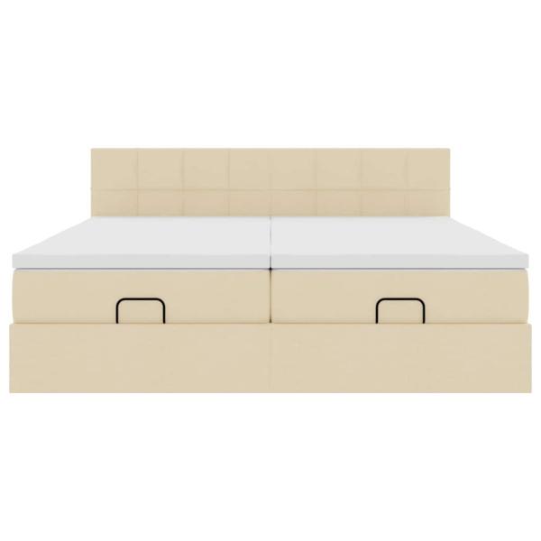 Ottoman-Bett mit Matratzen Creme 200x200 cm Stoff