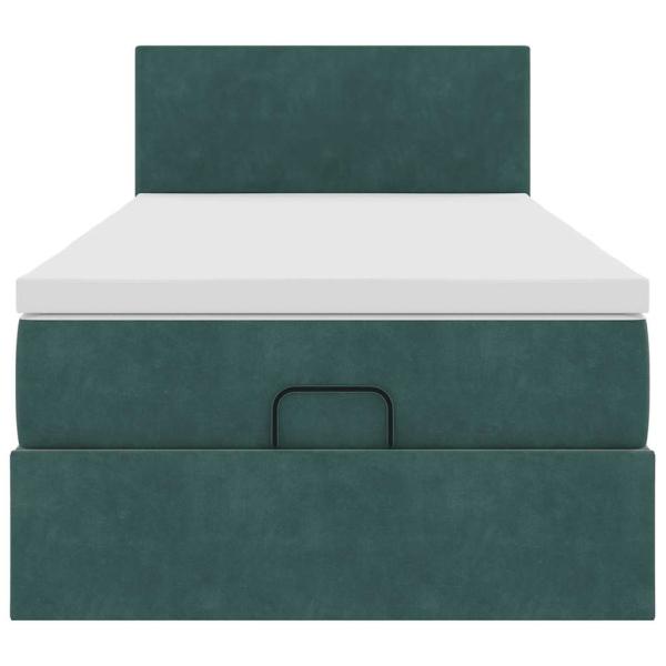 Ottoman-Bett mit Matratze Dunkelgrün 90x200 cm Samt