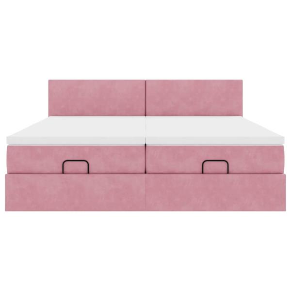 Ottoman-Bett mit Matratzen Rosa 160x200 cm Samt